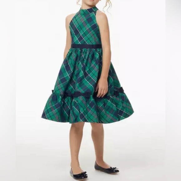 NWT - Janie and Jack Girl’s Ferry Green Tartan Party Dress - Size 5 - Picture 2 of 15